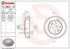 Tambor de freno 14.D631.10 BREMBO para MAZDA 323 S VI Sedán 323 F VI Hatchback