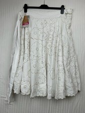 Animal Long Skirt Size 16 White Gold embroided casual cotton blend RRP 39.99