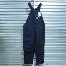 Carhartt Duck Bib Overalls Mens 42x32 Navy FR Insulated 102691