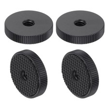 uxcell 4Pcs Flat Knurled Nut - 1/4"-20 x 1" x 0.26" Thumb Nuts Lock Black