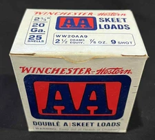 Vintage WINCHESTER Western 20 GA. Double A Skeet Loads Shotgun Shells Empty Box