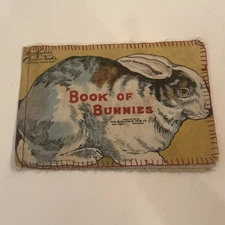 Vintage Cloth “Book Of Bunnies” 1912 Saalfield Pub. Co. Red Stitch