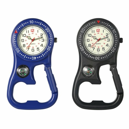NEW Multifuction Compass Corkscrew Carabiner Clip Watch Luminous Pocket Watch