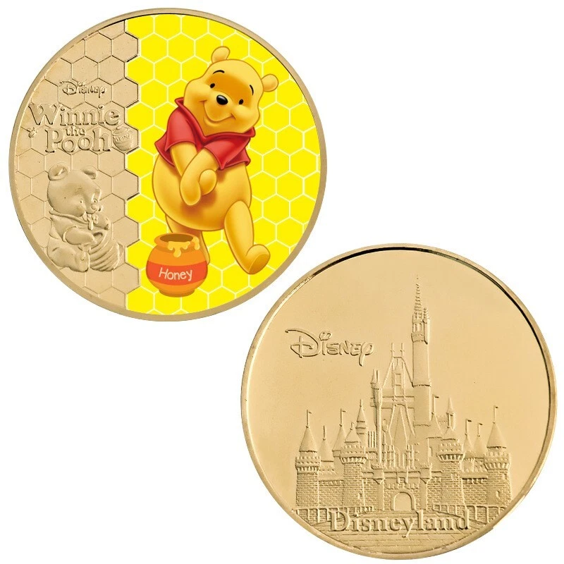Moneda de desafío conmemorativa de oso enchapada en oro de anime de dibujos animados clásica de Estados Unidos de 5 piezas Foto 2 de 2