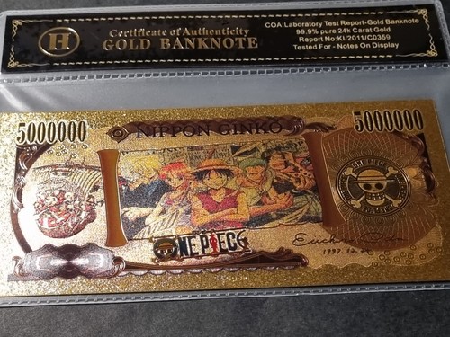 SHANKS IL ROSSO - ONE PIECE - BANCONOTA DORATA DA COLLEZIONE - Foto 8 di 9