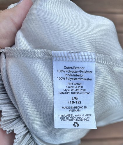 Wonder Nation Girl’s Shiny Silver Pleated Skirt Lined Elastic Waist Large 10/12 - Picture 3 of 4