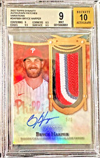 2022 TOPPS DYNASTY BRYCE HARPER 3 COLOR AUTO JERSEY LOGO PATCH /5 BGS 9 MINT
