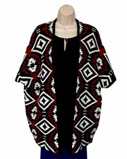 Allison Britney Cardigan Sweater Womens M Boxy Southwestern Y2K Dolman Sleeve
