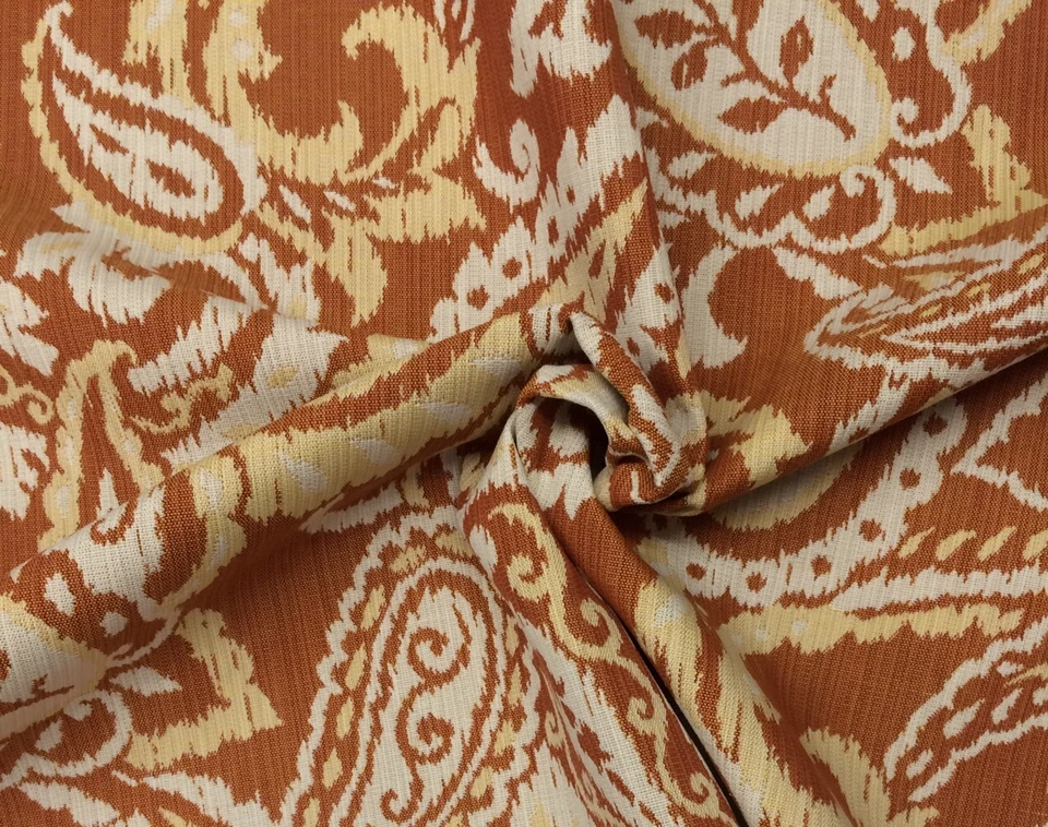 TELA EXTERIOR OUTDURA JULIET MANDARINA NARANJA PAISLEY POR YARDA 54"W Foto 4 de 4