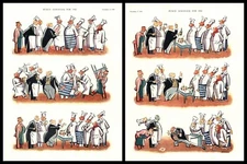 Rare 1941 British Cartoon BUTLER GIVES LESSON TO HOUSE COOKS Egg on Face/Floor