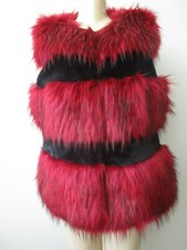 La Seine Black & Red Faux Fur Sleeveless Vest Size Xl - Nwt
