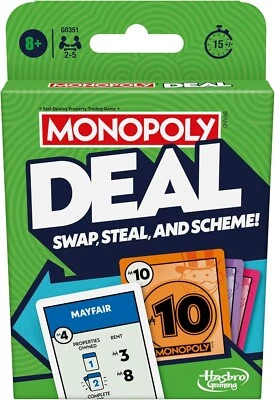 Monopoly Hasbro Gaming Deal Strategy Card Game IN UK NEW EDITION Monopoly Card.