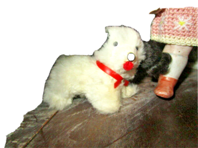 Pair of Antique dolls /full bisque and wired -Hertwig /Germany/fur