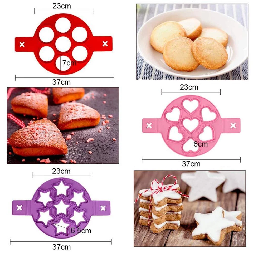 Silikon Spiegelei Form 3PCS Herz&Rund&Stern Form Pfannkuchen Maker für die Ei... - Bild 2 von 4