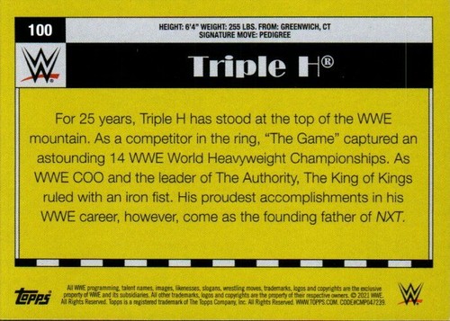 Topps Heritage WWE 2021 - Rainbow Foil Parallel #100 Triple H - Imagen 2 de 2