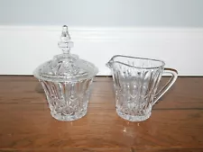 VINTAGE Cut Crystal Cream Creamer Pitcher and Sugar Bowl Set w/Lid EXC-UNUSED!