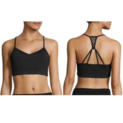 Electric Yoga Basque Women's Sports Bra Black Strappy Back XS