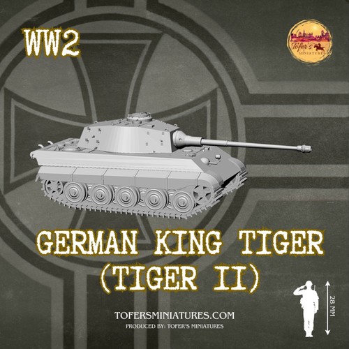 German Heavy King Tiger (Tiger II) Tank. (German, WW2). Bolt Action 1/56 (28mm) - Picture 4 of 7