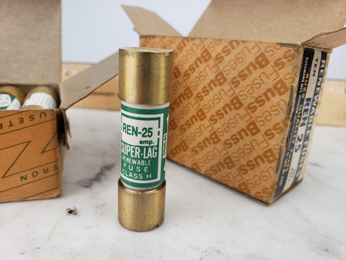 2x 10 Count Boxes Buss Bussman REN 25 Renewable Fuses Super Lag Vintage Breaker - Picture 5 of 12