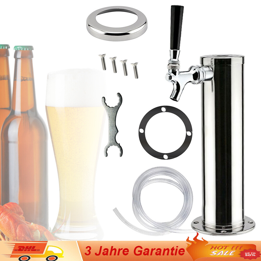 Edelstahl Schanksäule Zapfhahn Bierturm Spender Zapfsäule Biergläser Tragbar