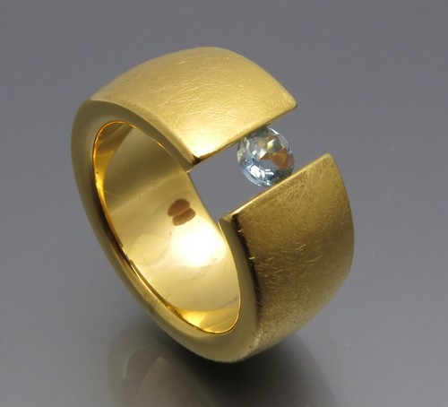 REIF-DESIGN - ELEGANTER AQUAMARIN SPANNRING - AUS EIGENER GOLDSCHMIEDE - Picture 2 of 4