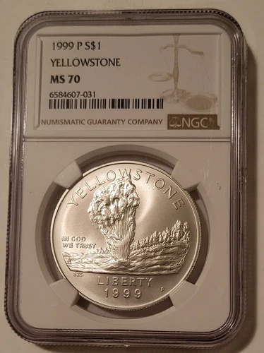 1999 P Yellowstone Commemorative Silver Dollar MS70 NGC