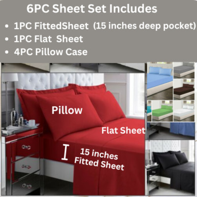 Luxury 6PC Sheet Set Egyptian Cotton US-All Sizes 1000/1200 TC Beige Solid Color