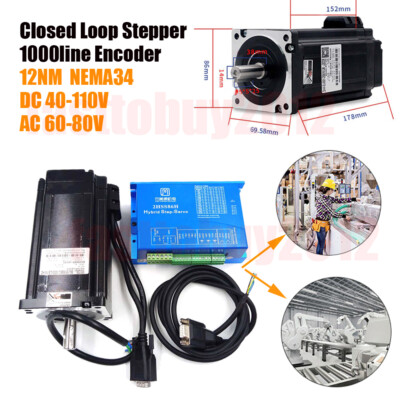 JMC 1714oz-in Closed Loop Stepper Motor NEMA34 Hybrid Servo Driver Kit 12NM 2ph