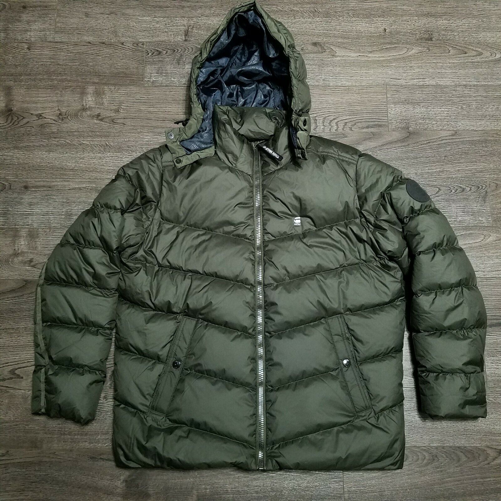 konstant snemand røg G-STAR RAW Whistler Down Puffer Hooded Jacket Mens 2XL Coat Asfalt Green |  eBay