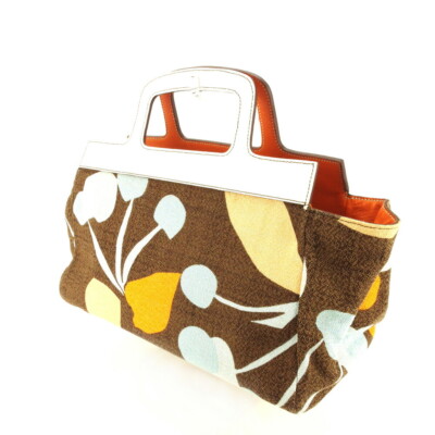 MIU MIU Tote Bag Reversible Orange White Cambus ?~ Leather