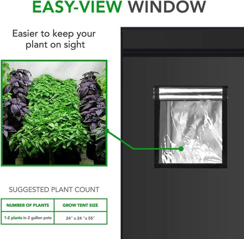 Grow Tent and 2-Pair 1/8 Inch 8-Feet Long Adjustable Rope Clip Hanger Combo Set - Picture 10 of 21