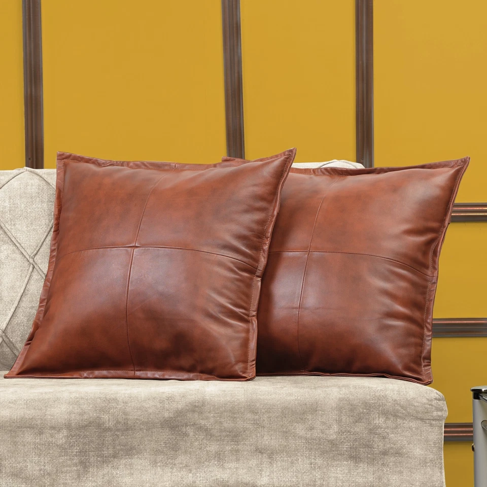 Genuine Lambskin Leather Pillow Cover Sofa Cushion Case Living Room & Bedroom #2 Foto 2 de 4