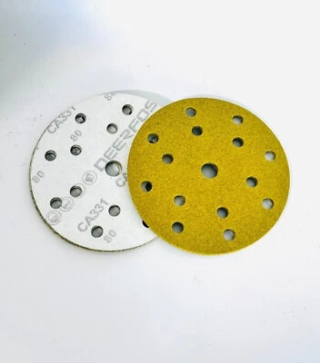 DEERFOS 150mm 6Inch Sanding Discs DA Pads Abrasive Paper Hook and Loop 15 Holes