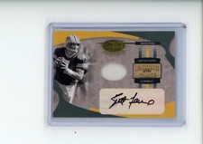 2005 Leaf Certified Brett Favre #FG-7 Fabric of Game Jersey Materials Auto 5/5