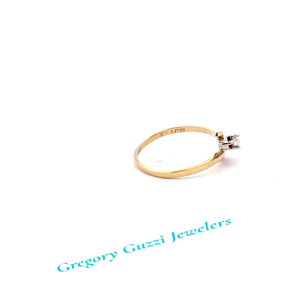 14KT. Yellow Gold Three Stone Ruby And Diamond Ring (Size 7) - Image 2 of 4