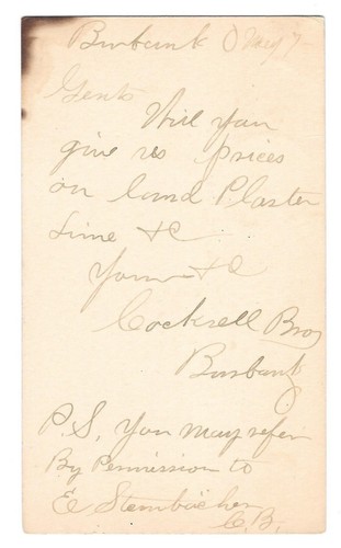 1870s Ohio Blue Fancy Cancel Duplex Burbank O Star in Circle on UX5 postal Card - Picture 2 of 2
