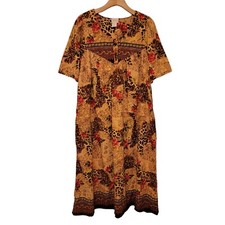 Vintage Barbizon Nightgown 100 Cotton Long Animal Floral Print Womens Medium
