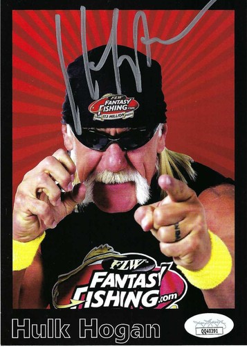 Foto de tarjeta promocional firmada de Hulk Hogan 5x7 JSA #QQ40391 luchador WWE WWF
