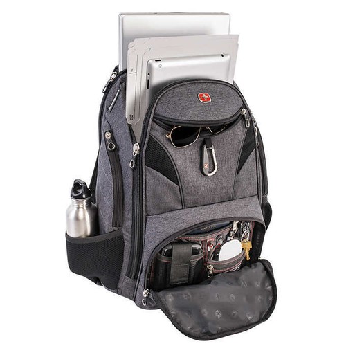 Swiss Gear Rainproof 17.3" Laptop RFID Protection Backpack Black Gray Grey NTW - Picture 3 of 13