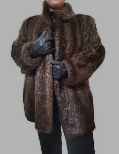 Genuine Beaver Hair Fur Coat Large Richard Kopetski Made in France - Picture 8 of 19