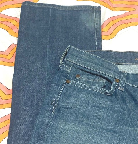 7 For All Mankind Boy Cut Jeans Size 29 Medium Blue Denim 33" Inseam Button Fly - Picture 4 of 12