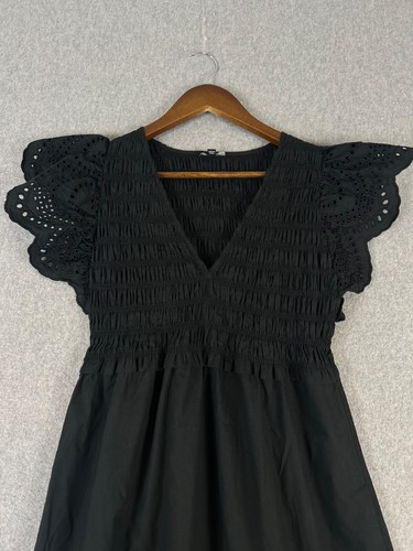Rails Maxi Abito Donna Medio Nero Occhiellato Svasato Manica Romantico Spiaggia - Foto 11 di 14