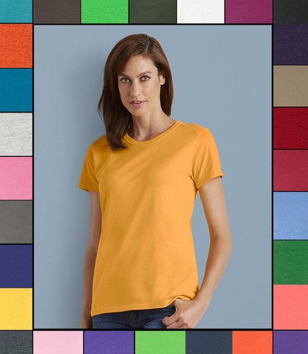 Gildan Womens Plain T Shirt Solid Cotton Short Sleeve Blank Tee Top Shirts G500L - Afbeelding 1 van 28