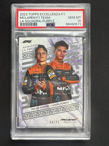 2023 Topps Eccellenza F1 La Squadra Lando Norris Oscar Piastri Purple /25 PSA 10 - 第 1/2 張圖片