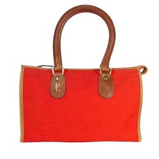 Roberta Di Camerino Vintage Red Canvas Doctor Bag Satchel Bag - Made In Italy