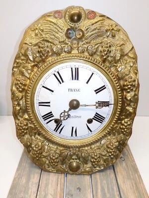 -MOUVEMENT PENDULE HORLOGE MOUVEMENT COMTOISE XIXe laiton sans CLOCHE CLOCK E - Photo 1/4