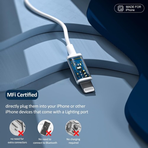 Earphones Built-in Microphone & Volume Control Headsets Compatible with iPhone - Zdjęcie 2 z 7