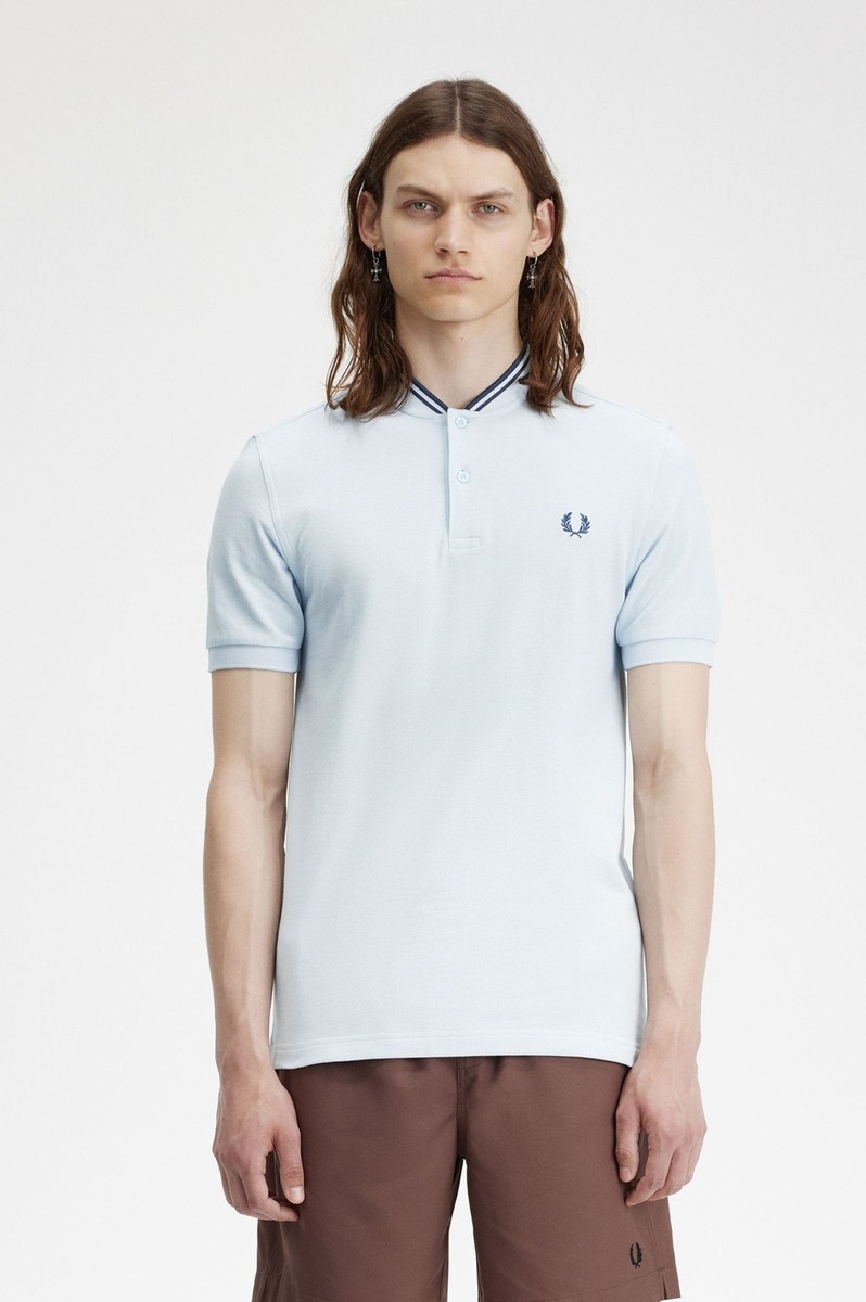 NWT FRED PERRY LIGHT BLUE POLO SHIRT WITH BOMBER STYLE