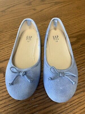 Gap Kids Girls Glitter Shinny Silver Gray Ballet Flats Pull on Shoes Bow Size 2 
