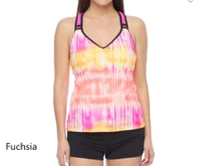 ZeroXposur  Women's Tie Dye Tankini Swimsuit Top S, M, L, XL  Fuchsia (Multi)